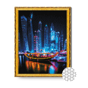 Luminile orașului nocturn, 40x50 cm, mozaic cu diamante