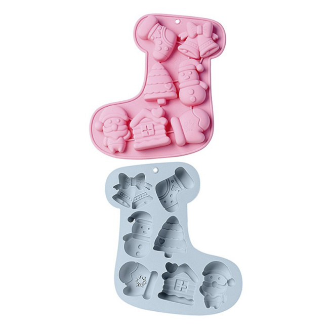 Anul Nou, Matriță din silicon, Moș Crăciun, mănușă, căsuța, brad, 22,2х20,8х2,4 cm