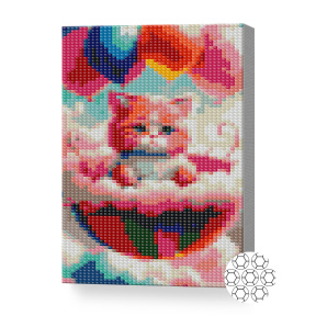 Котик в облаках, 20x30 см, алмазная мозаика