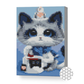 Котенок с кружкой, 20x30 см, алмазная мозаика