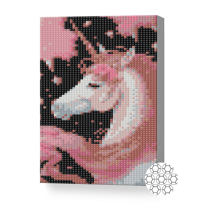 Розовый единорог и ночное небо, 20x30 см, алмазная мозаика
