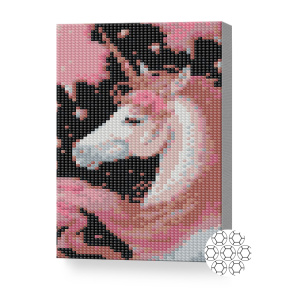 Розовый единорог и ночное небо, 20x30 см, алмазная мозаика