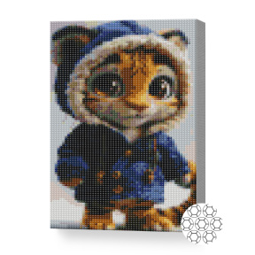 Тигренок в курточке, 20x30 см, алмазная мозаика