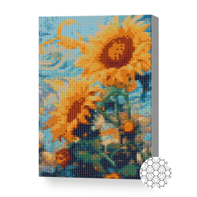 Подсолнухи и небо, 20x30 см, алмазная мозаика