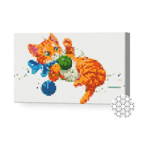 Котенок играет с клубком, 20x30 см, алмазная мозаика