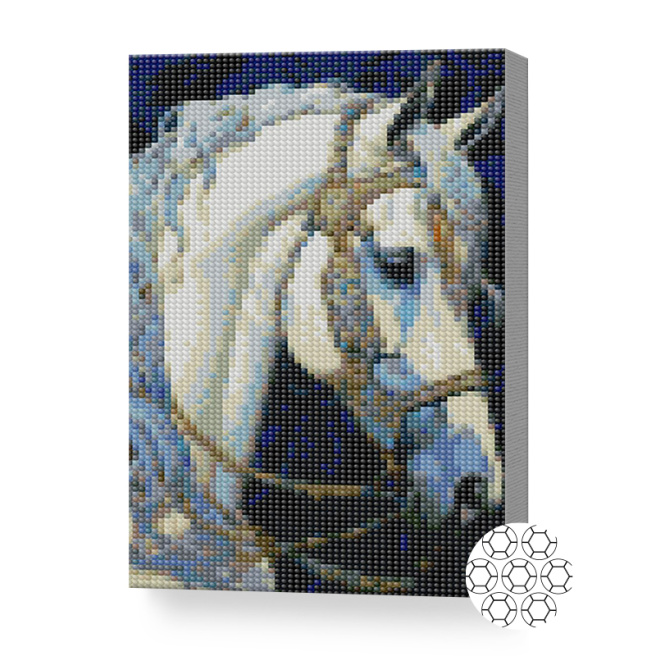 Белый конь, 20x30 см, алмазная мозаика