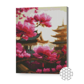 Înflorirea magnoliei, 30x40 cm, mozaic cu diamante