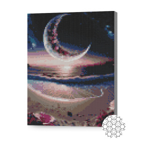 Lună în flori, 30x40 cm, mozaic cu diamante
