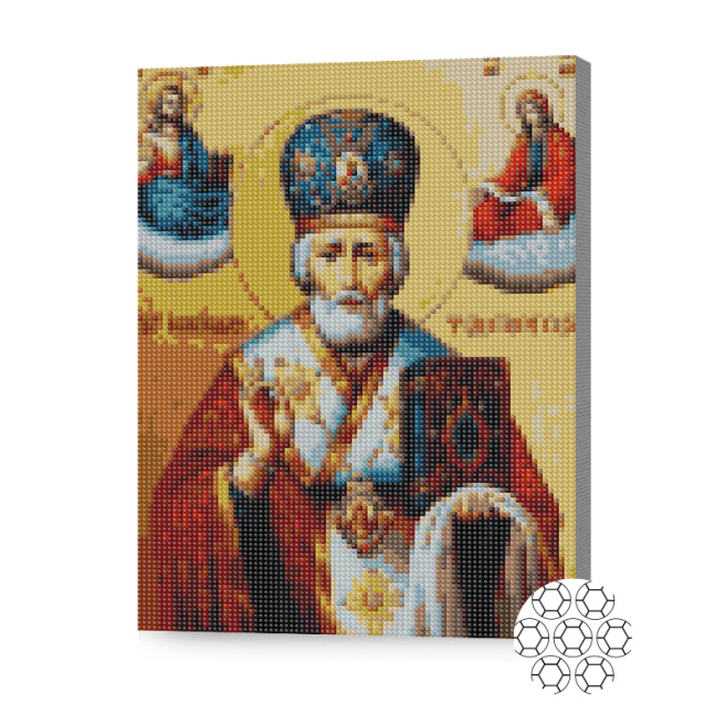 Икона Святого Николая, 30x40 см, алмазная мозаика