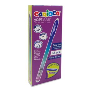 Ручка гелевая Carioca OOPS Easy 0,5 мм стирающиеся чернила, синяя