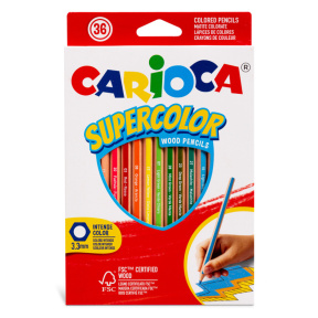 Set creioane colorate Carioca Supercolor, hexagonale, 36 culori