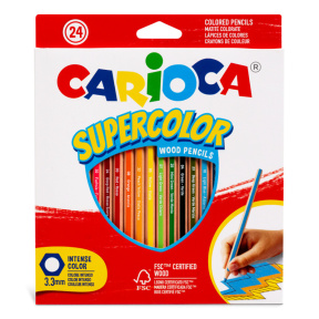 Set creioane colorate Carioca Supercolor, hexagonale, 24 culori