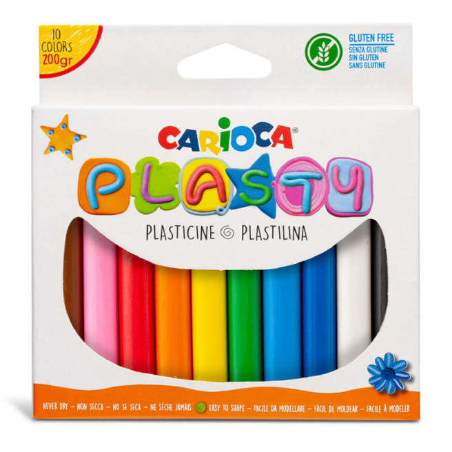 Plastilină Carioca Plasty 10 culori, 200g