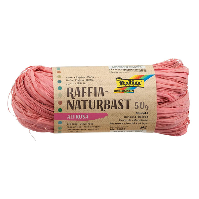 Натуральная рафия, 50 г, цвет старо-розовый