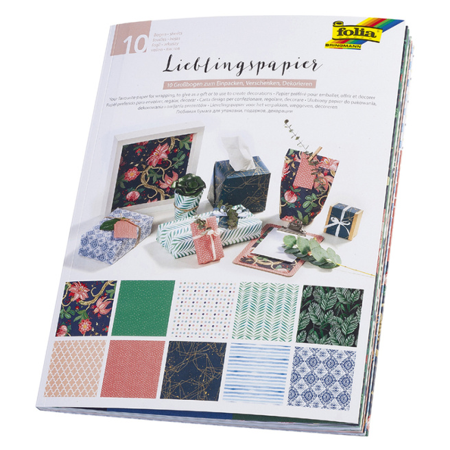 Set de hârtie pu creație, imprimare pe o parte, 50*70 cm (pliată), 80 g, 10 Designuri