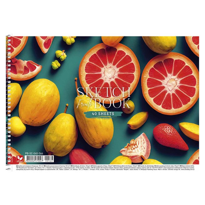 Album pentru desen cu spiră A4 FRUITS, 40 foi, 120 g/m2