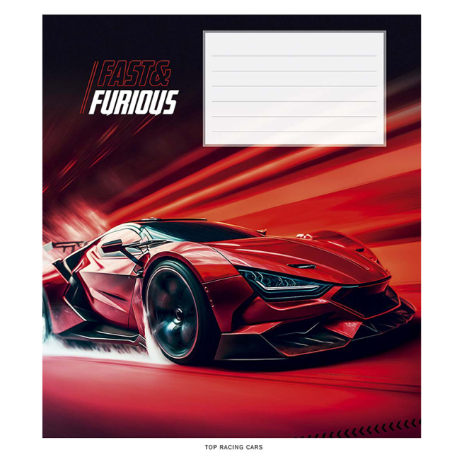 Тетрадь 24 листа, линейка, Школярик Fast & Furious