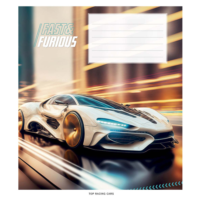 Тетрадь 24 листа, линейка, Школярик Fast & Furious