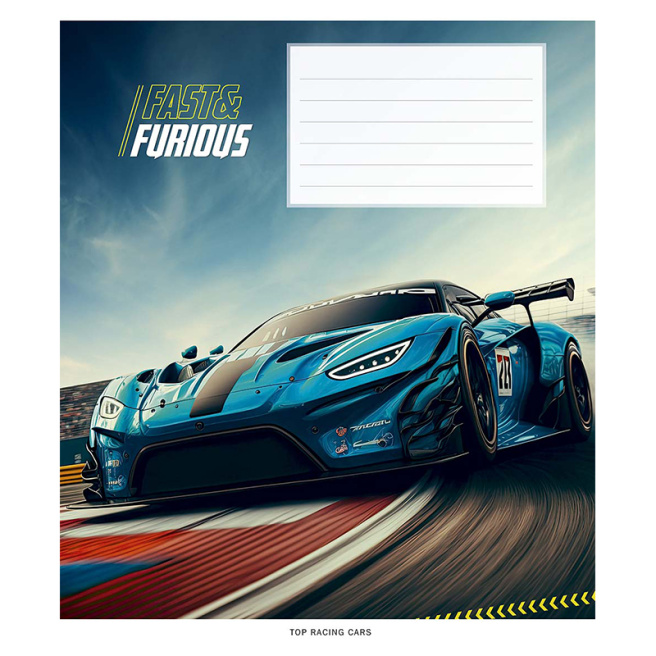 Тетрадь 24 листа, линейка, Школярик Fast & Furious