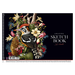 Album pentru desen cu spiră A4 BIRDS and FLOWERS, 30 foi, 100 g/m2