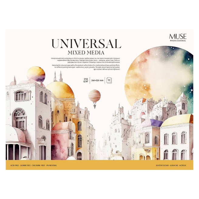 Bloc universal Mixed media, 240x320? 12 foi, 310 g/m2, MUSE