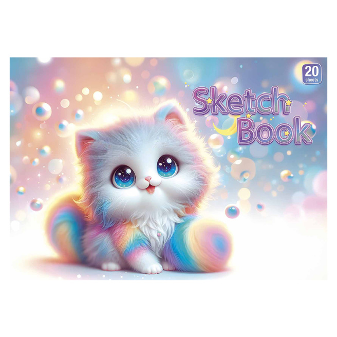 Album pentru desen pe clei A4 DRAGON/CAT/PUPPY, 20 foi, 100 g/m2