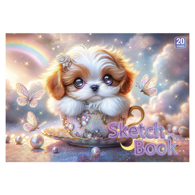 Album pentru desen pe clei A4 DRAGON/CAT/PUPPY, 20 foi, 100 g/m2