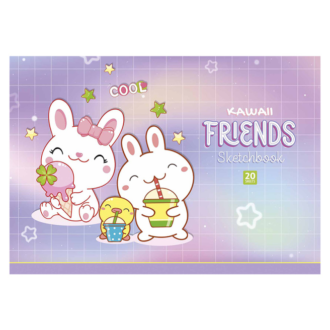 Album pentru desen pe clei A4 FRIENDS, 20 foi, 100 g/m2