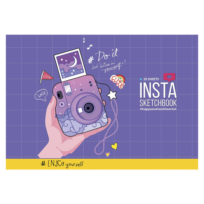 Album pentru desen pe clei A4 INSTA, 20 foi, 100 g/m2