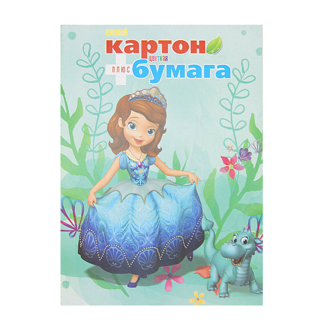 Set carton colorat + hîrtie colorată B5 bilateral, 18 foi, 18 culori, Princess în blue