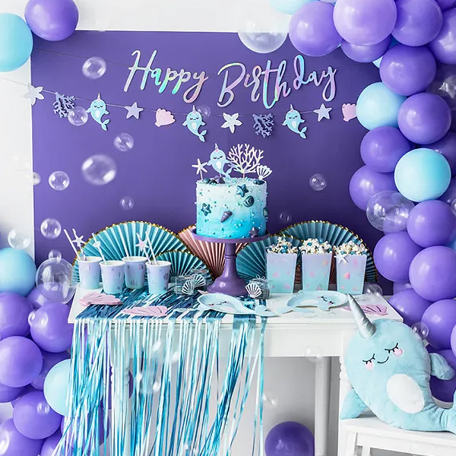 Banner Happy Birthday, perlă, 16.5 x 62 cm
