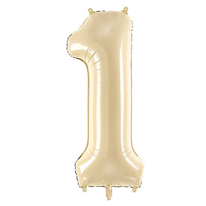 Balon folie Cifra "1", 72 cm (28), crem