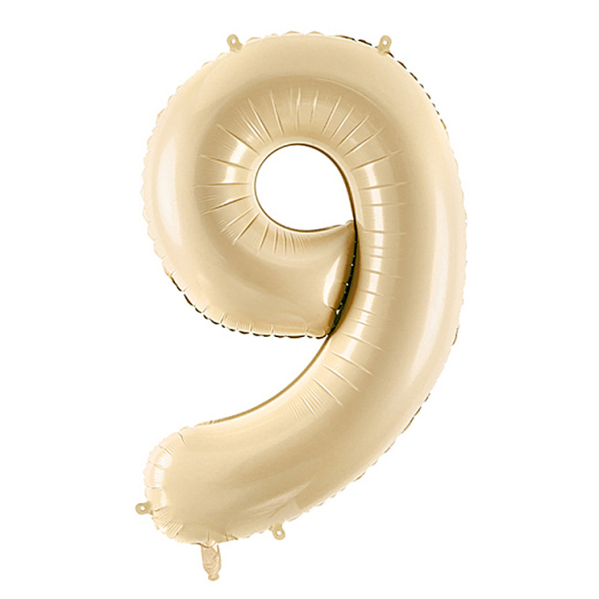 Balon folie Cifra "9", 72 cm (28), crem