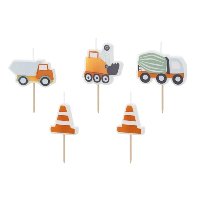 Lumânări pentru tort Echipament de construcție, 4 cm, 5 bucăți