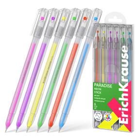 Набор гелевых ручек ErichKrauseParadise Stick Neon, 6 штук 0,6 мм