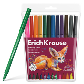 Набор фломастеров ErichKrause Safari Ultra Washable 12 цветов