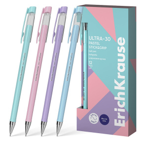 Ручка ErichKrause 0.7 мм Ultra-30 Pastel Stick&Grip, синяя