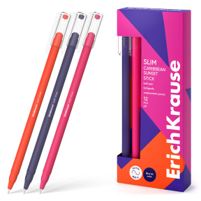 Ручка ErichKrause 0,7 мм Slim Stick Caribbean Sunset, синяя
