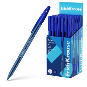 Ручка ErichKrause 1мм R-301 Original Stick, синяя