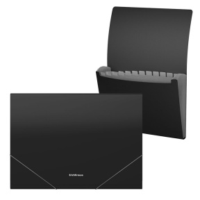 Mapă cu elastic A4 ErichKrause Matt Classic 12 compartimente, neagră