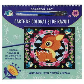 Carte de colorat și de răzuit. Animale din toată lumea