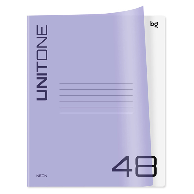 Тетрадь 48 листов клетка BG "UniTone. Neon" пластиковая обложка, сиреневый