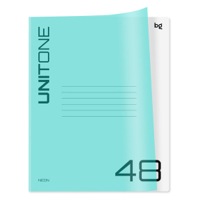 Тетрадь 48 листов клетка BG "UniTone. Neon" пластиковая обложка, голубой