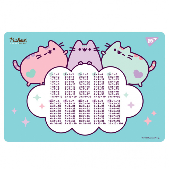 Acoperire pentru masă plastic YES tablă înmulțirii "Pusheen" 43x29 cm
