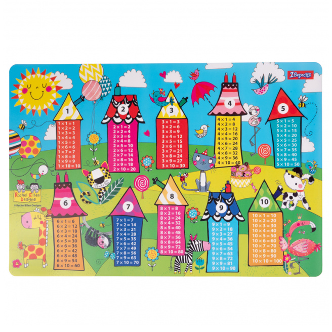 Acoperire pentru masă plastic YES tablă înmulțirii "Rachel Houses" 43x29 cm