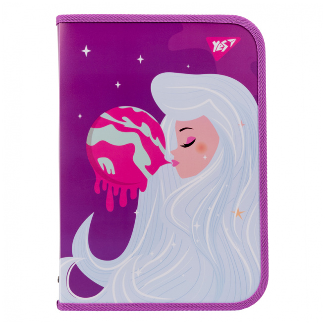 Mapă cu fermoar A4 YES "Space Girl" cu buzunar intern