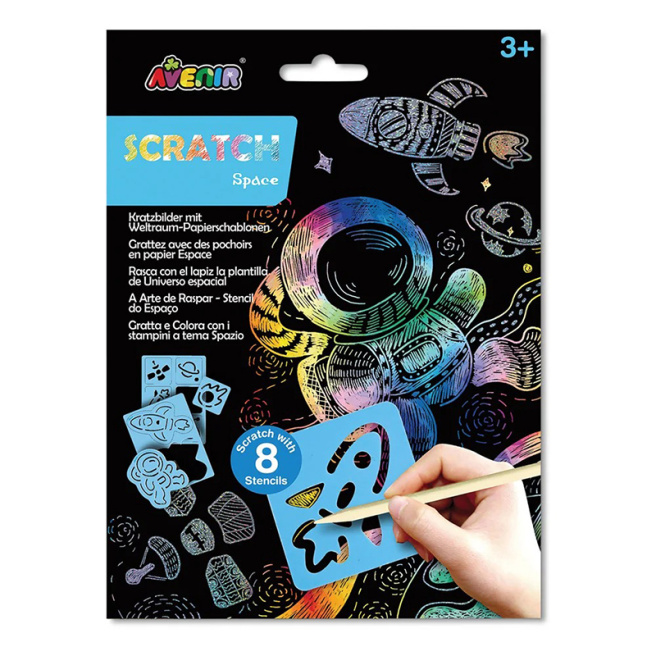 Set de carduri scratch cu șabloane, În spațiu