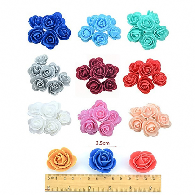 Set de butoni flori decorative, diametru 3,5 cm, 50 buc, culoarea violet