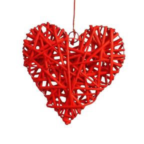 Декоративное плетеное сердце, красное, 10 см