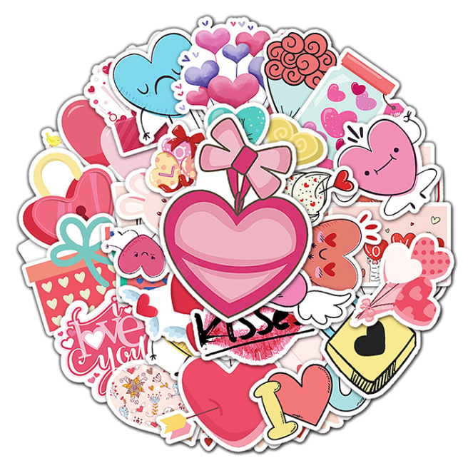 Set stickere 50 bucăți, Inimioare Mix 2